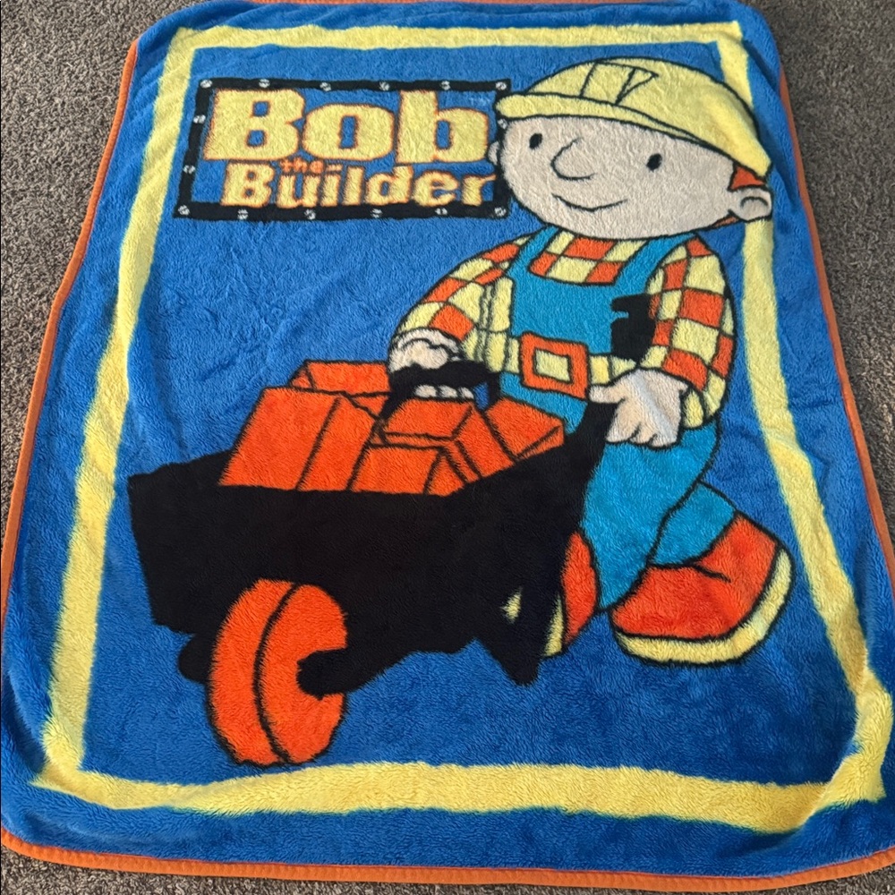 Bob The Builder Fleece Blanket Wall Hanging Multicolor Kids Baby 56” X 32” Y2K - Picture 3 of 6
